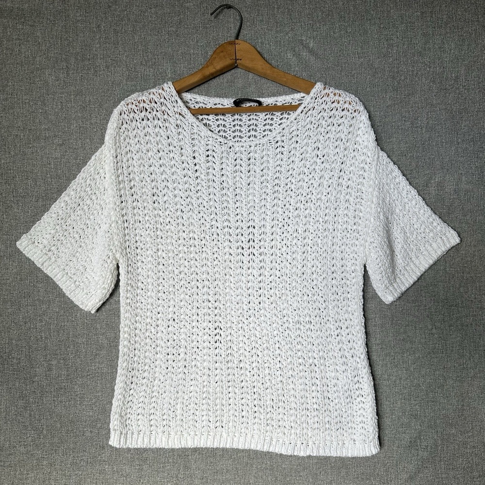 Crochet White Pullover Summer Top Women's 38 EU/ US 8–10 Medium Made In Europe